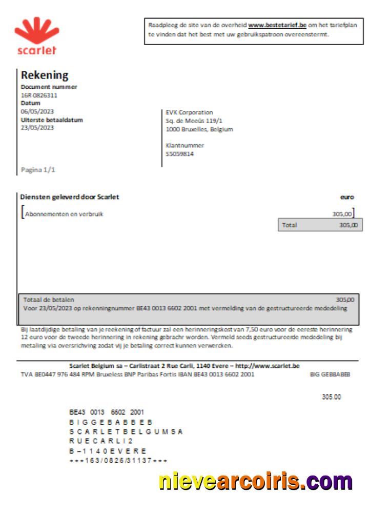 Scarlet telecommunications utility business bill